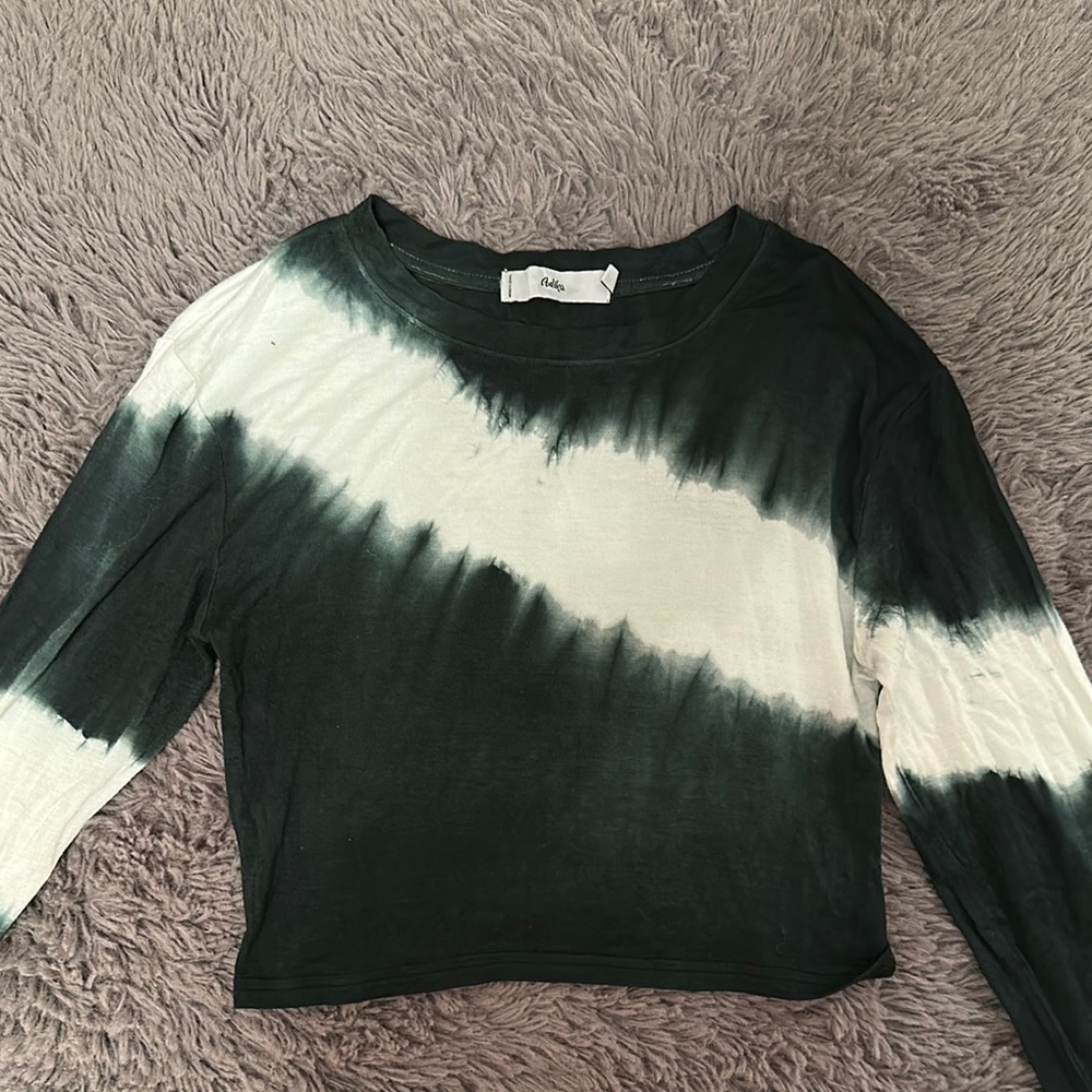 Adika Tie-Dye Long Sleeve Black/White Cropped Top Size XS